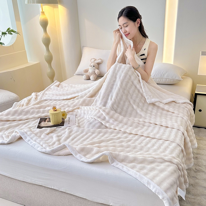 91家纺网 家纺一手货源 找家纺 （总）无瑕家居 2025新款跨境多功能毛毯高克重法莱绒牛奶绒珊瑚绒兔兔绒包边毛毯毯子