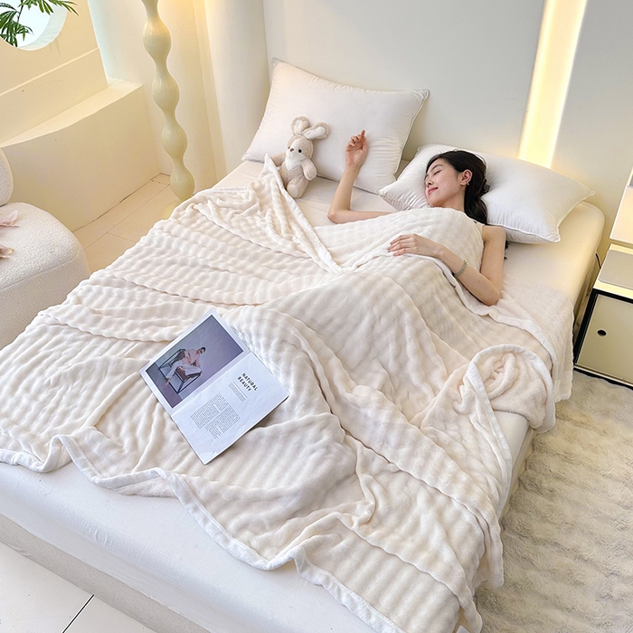 91家纺网 家纺一手货源 找家纺 （总）无瑕家居 2025新款跨境多功能毛毯高克重法莱绒牛奶绒珊瑚绒兔兔绒包边毛毯毯子