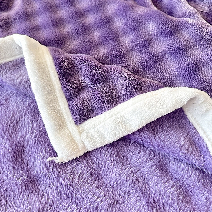 91家纺网 家纺一手货源 找家纺 无瑕家居 2025新款跨境多功能毛毯高克重法莱绒牛奶绒珊瑚绒兔兔绒包边毛毯毯子 兔兔绒-香芋紫