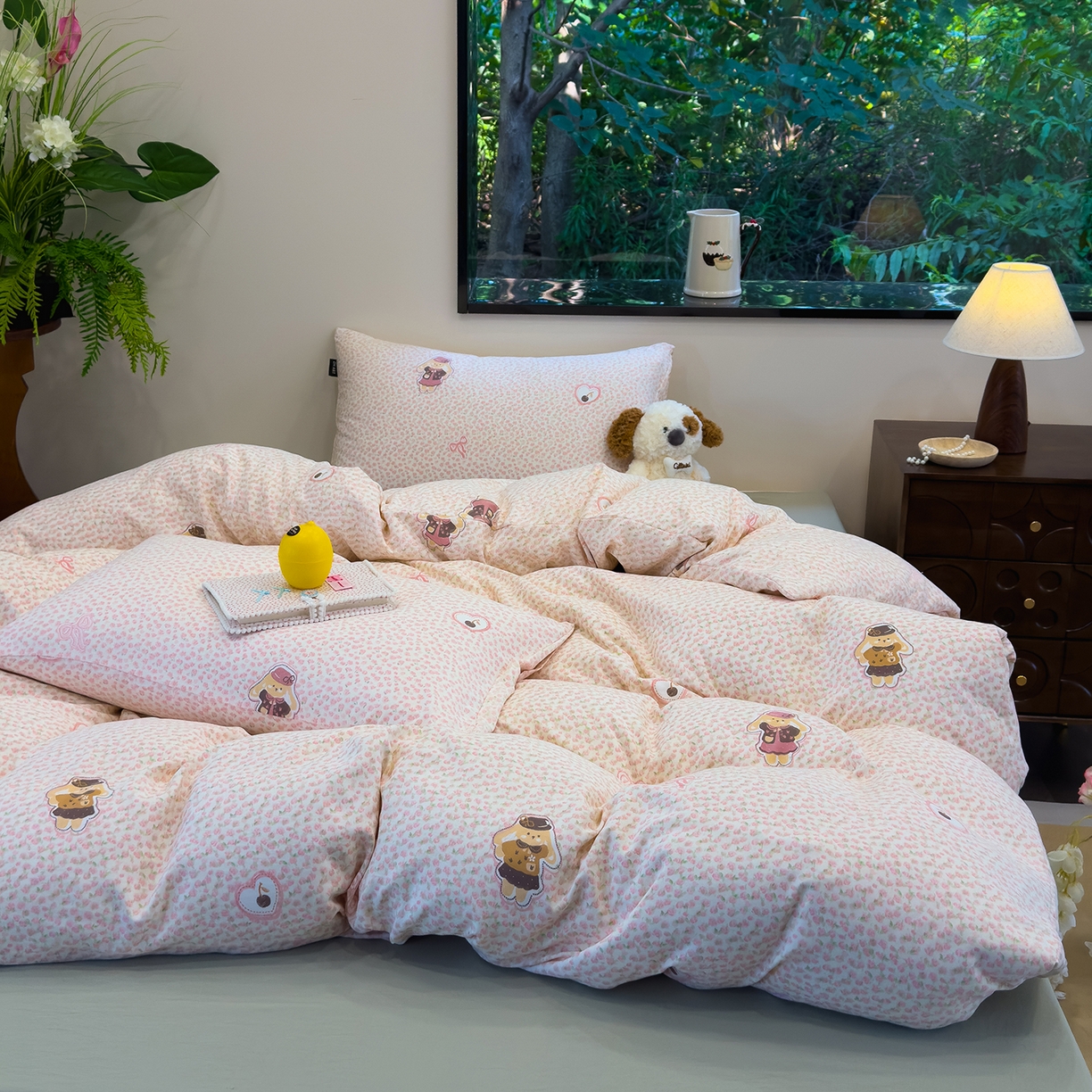 91家纺网 家纺一手货源 找家纺 竹合家纺 2025秋冬新品爆款有氧人字纹提花小清新加厚四件套 兔公主