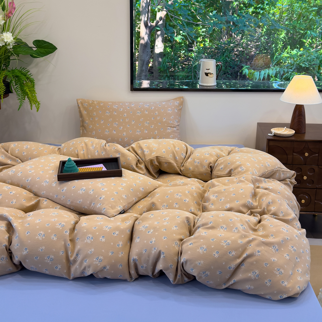 91家纺网 家纺一手货源 找家纺 竹合家纺 2025秋冬新品爆款有氧人字纹提花小清新加厚四件套 追觅