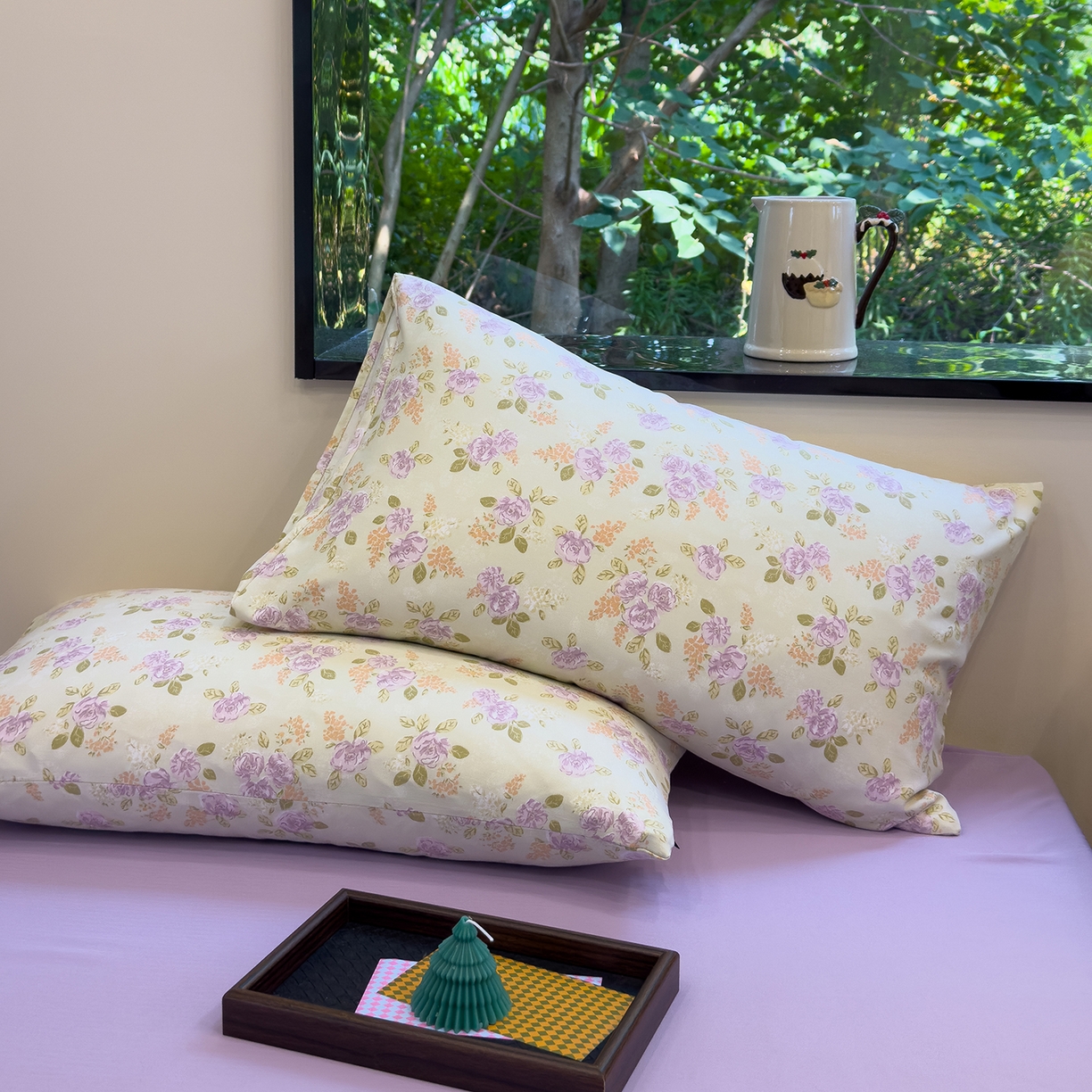 91家纺网 家纺一手货源 找家纺 竹合家纺 2025秋冬新品爆款有氧人字纹提花小清新加厚四件套 花颜