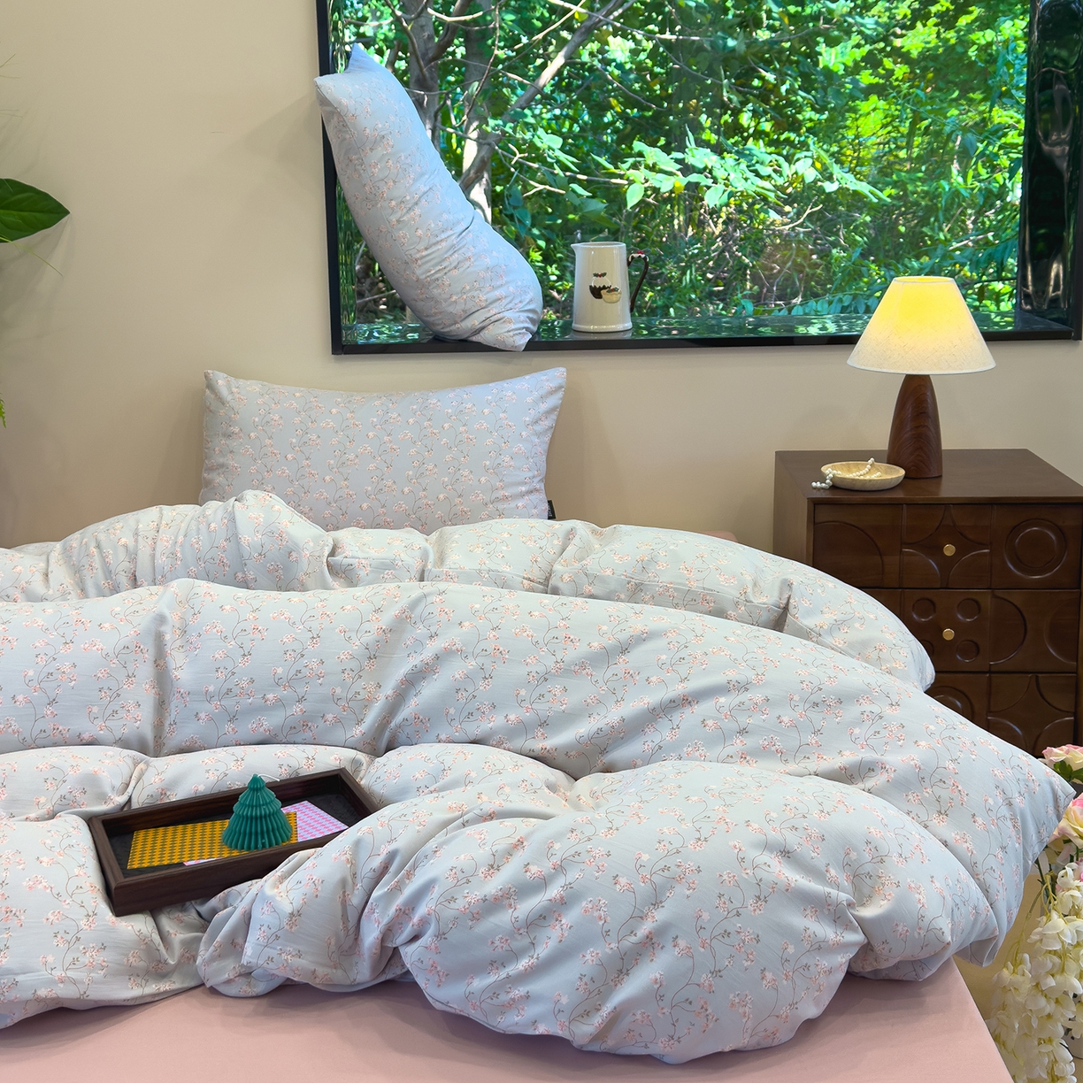 91家纺网 家纺一手货源 找家纺 竹合家纺 2025秋冬新品爆款有氧人字纹提花小清新加厚四件套 沫香