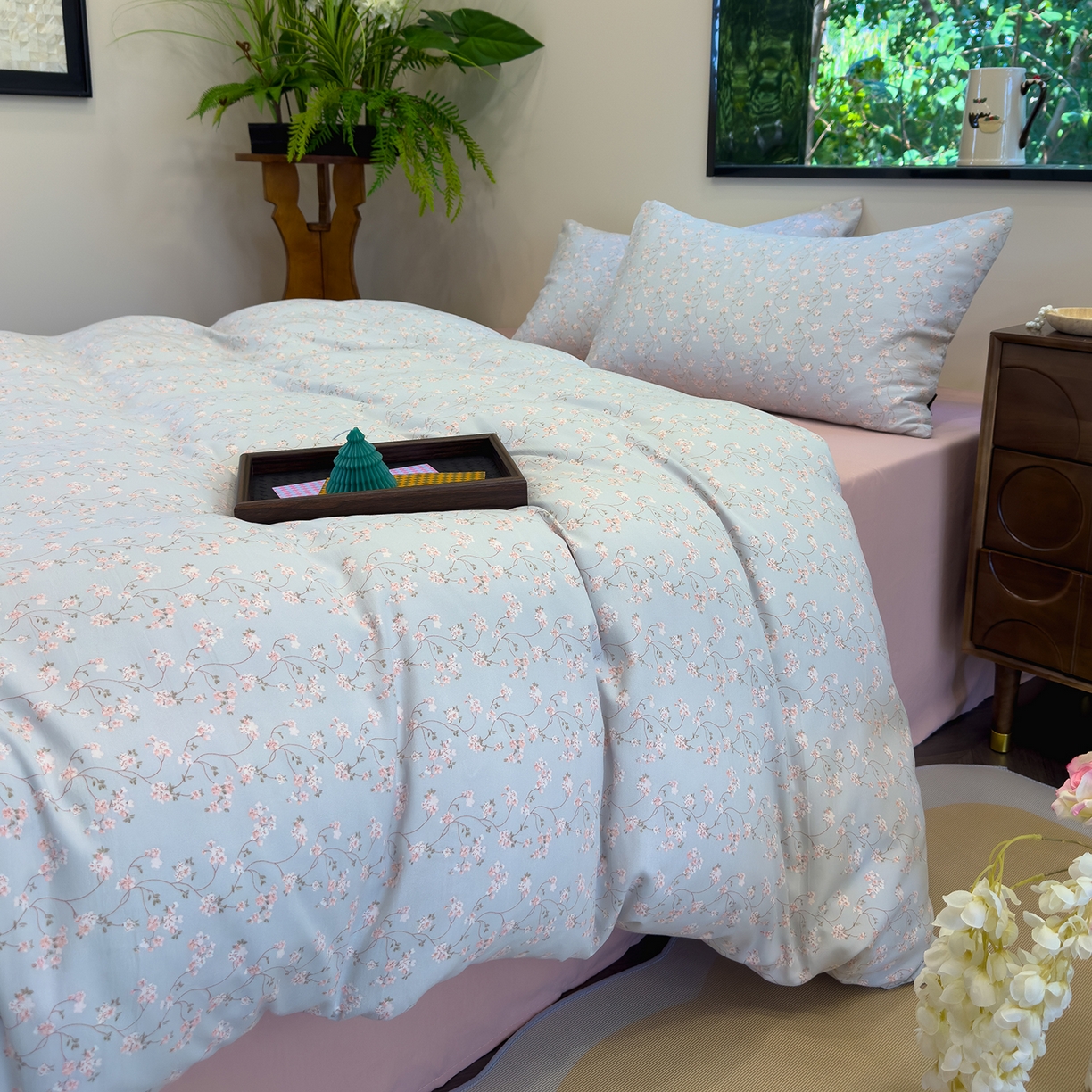 91家纺网 家纺一手货源 找家纺 竹合家纺 2025秋冬新品爆款有氧人字纹提花小清新加厚四件套 沫香