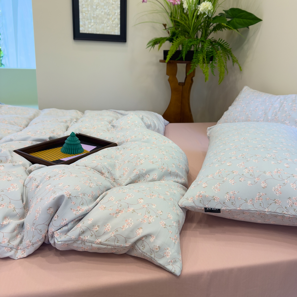 91家纺网 家纺一手货源 找家纺 竹合家纺 2025秋冬新品爆款有氧人字纹提花小清新加厚四件套 沫香