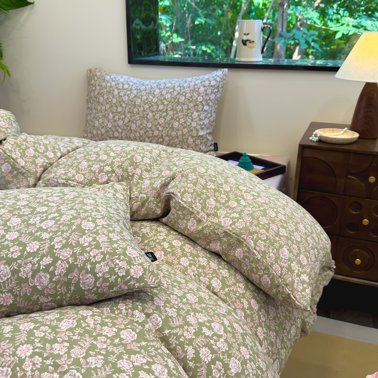 91家纺网 家纺一手货源 找家纺 竹合家纺 2025秋冬新品爆款有氧人字纹提花小清新加厚四件套 赛琳娜