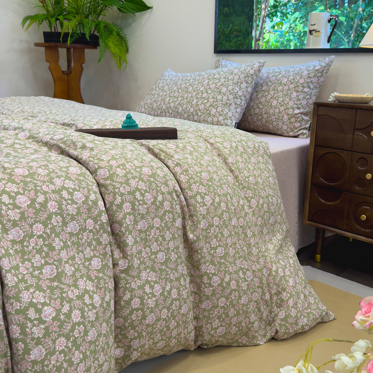 91家纺网 家纺一手货源 找家纺 竹合家纺 2025秋冬新品爆款有氧人字纹提花小清新加厚四件套 赛琳娜