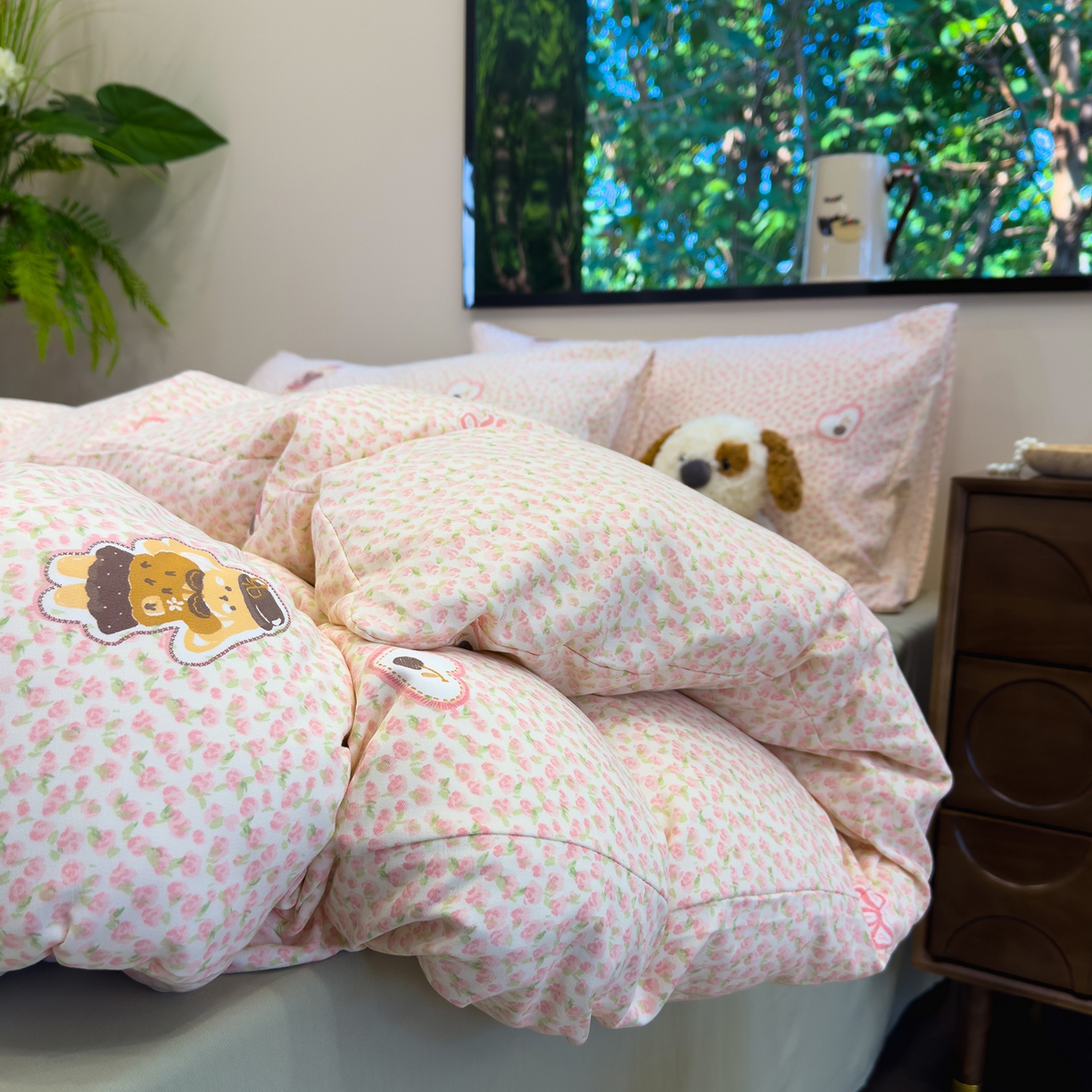 91家纺网 家纺一手货源 找家纺 竹合家纺 2025秋冬新品爆款有氧人字纹提花小清新加厚四件套 兔公主