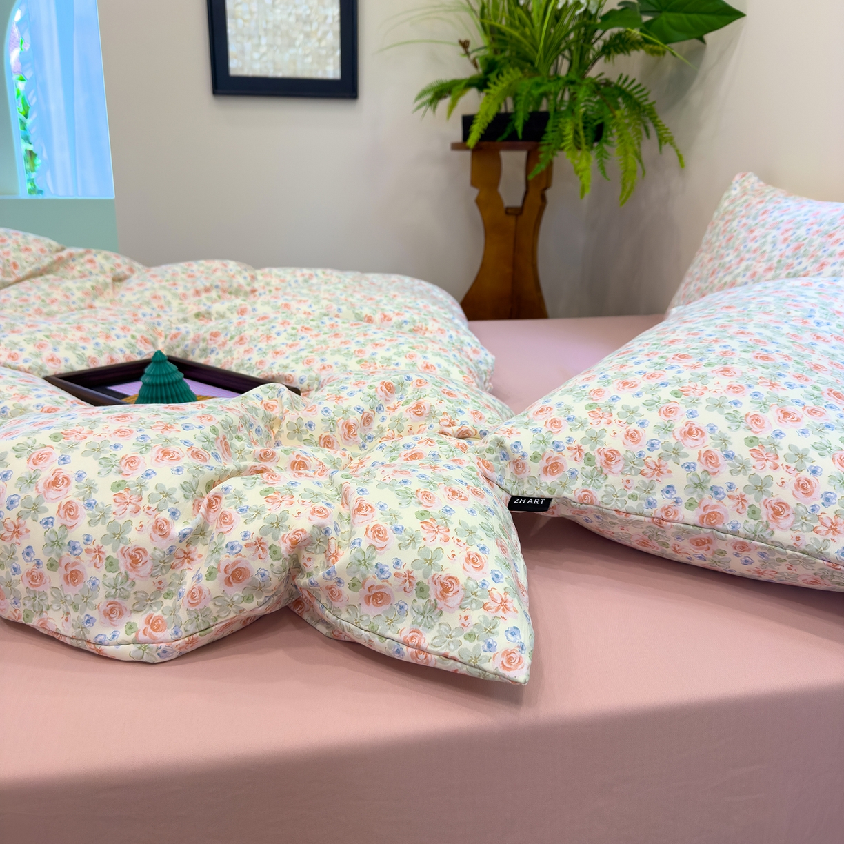 91家纺网 家纺一手货源 找家纺 竹合家纺 2025秋冬新品爆款有氧人字纹提花小清新加厚四件套 宛夏