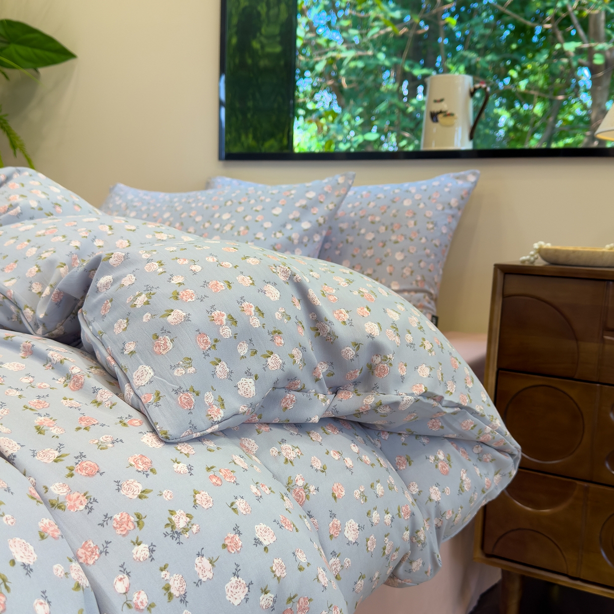 91家纺网 家纺一手货源 找家纺 竹合家纺 2025秋冬新品爆款有氧人字纹提花小清新加厚四件套 野茶