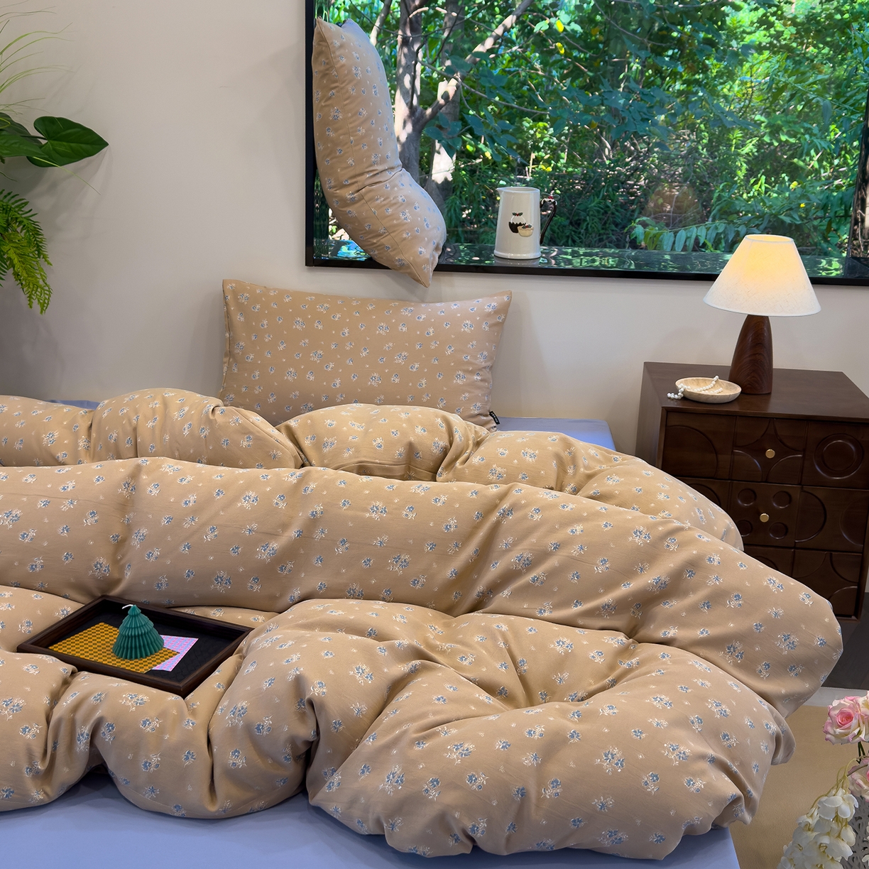 91家纺网 家纺一手货源 找家纺 竹合家纺 2025秋冬新品爆款有氧人字纹提花小清新加厚四件套 追觅