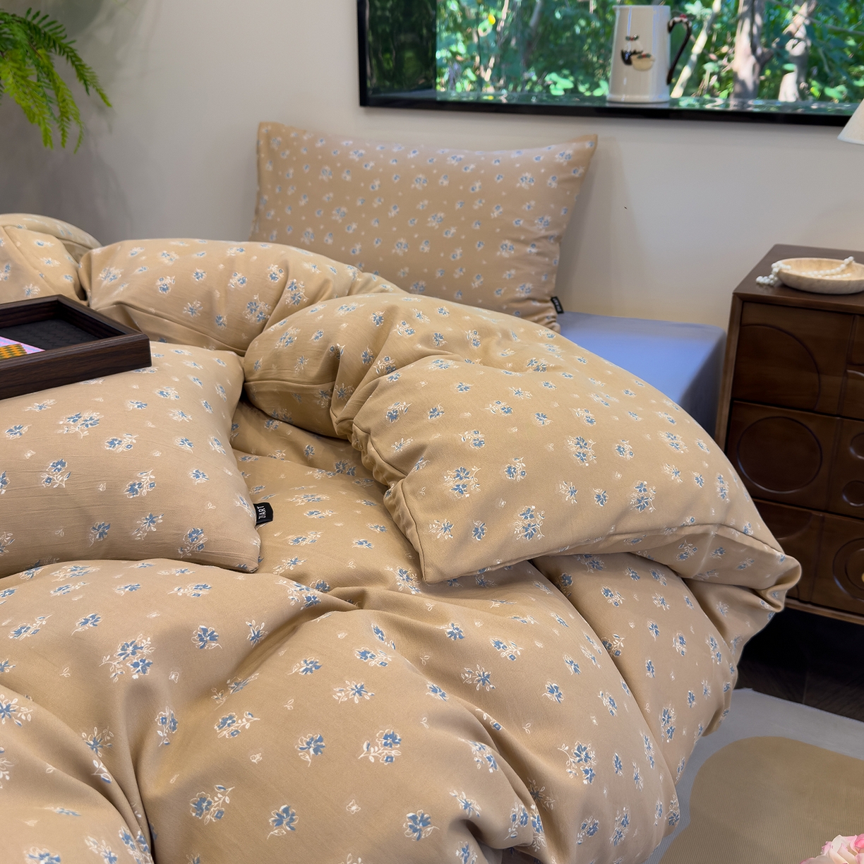 91家纺网 家纺一手货源 找家纺 竹合家纺 2025秋冬新品爆款有氧人字纹提花小清新加厚四件套 追觅