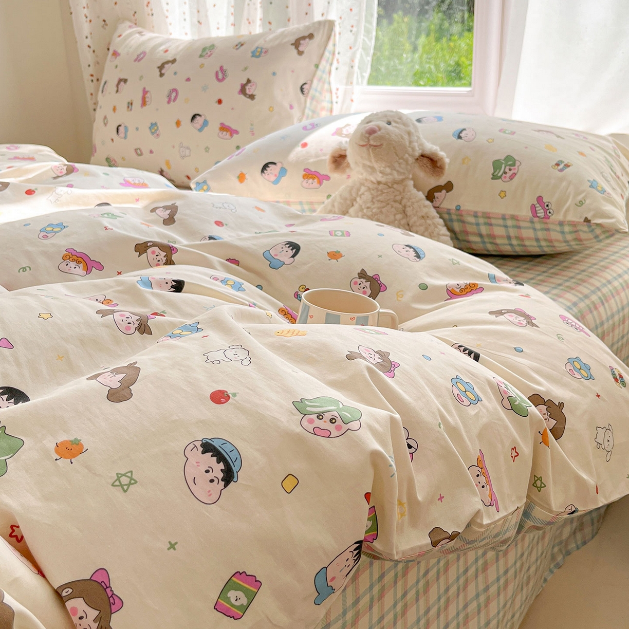 91家纺网 家纺一手货源 找家纺 瑞莱2025新款开学季全棉133*72印花四件套 新新一家