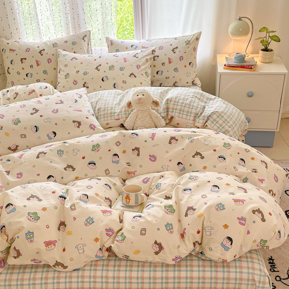 91家纺网 家纺一手货源 找家纺 瑞莱2025新款开学季全棉133*72印花四件套 新新一家