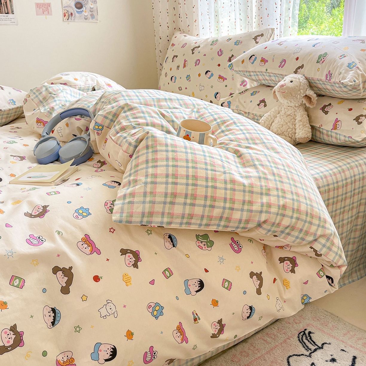 91家纺网 家纺一手货源 找家纺 瑞莱2025新款开学季全棉133*72印花四件套 新新一家