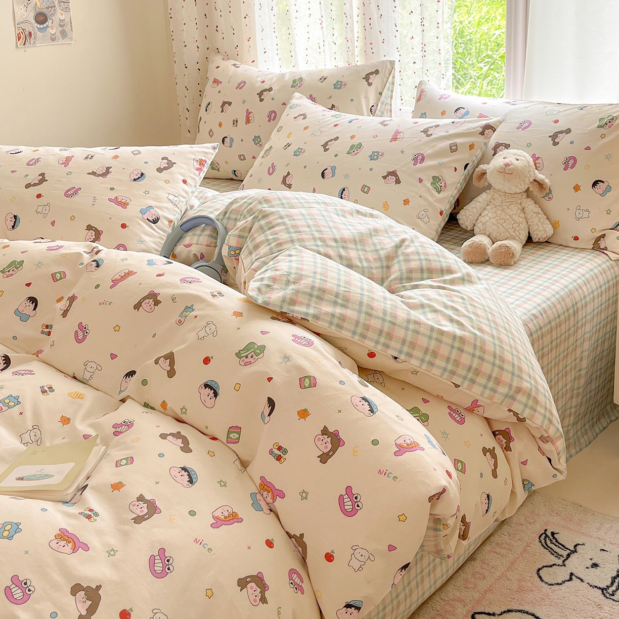 91家纺网 家纺一手货源 找家纺 瑞莱2025新款开学季全棉133*72印花四件套 新新一家