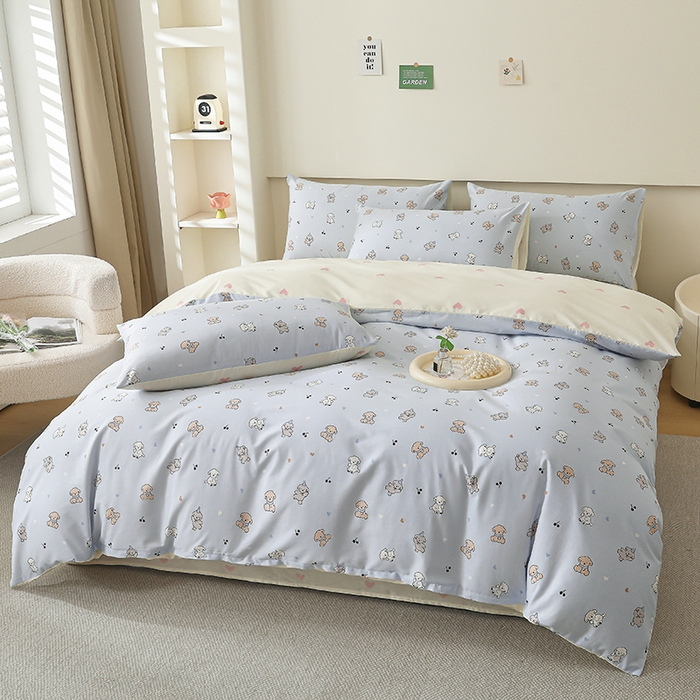 91家纺网 家纺一手货源 找家纺 宇彬家纺 2025直播新款13372全棉纯棉印花单双人被套喷气小清新简约热款学生被罩 告白小耶