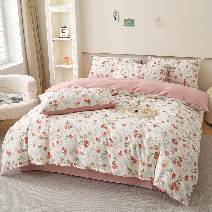 91家纺网 家纺一手货源 找家纺 宇彬家纺 2025直播新款13372全棉纯棉印花单双人被套喷气小清新简约热款学生被罩 繁櫻似梦