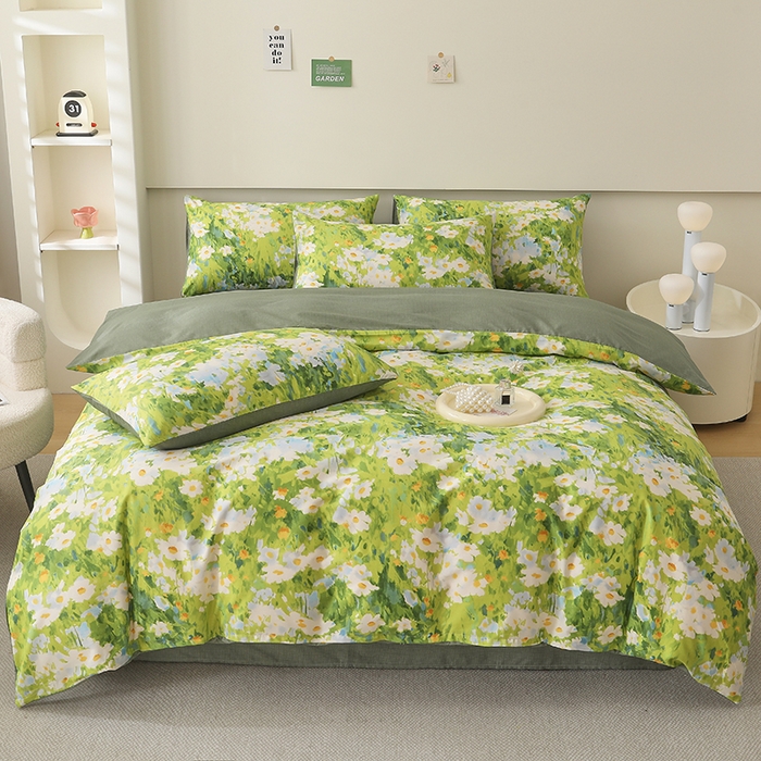 91家纺网 家纺一手货源 找家纺 宇彬家纺 2025直播新款13372全棉纯棉印花单双人被套喷气小清新简约热款学生被罩 柔晨