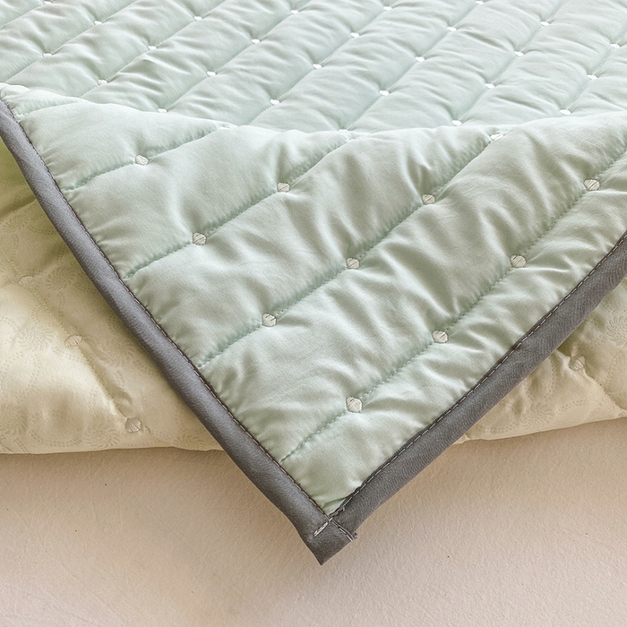 91家纺网 家纺一手货源 找家纺 乐嘉盈2025新款四季通用华夫格床护垫 绿色