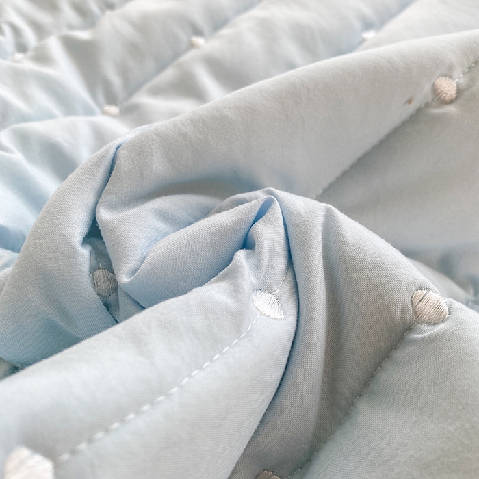 91家纺网 家纺一手货源 找家纺 乐嘉盈2025新款四季通用华夫格床护垫 浅蓝