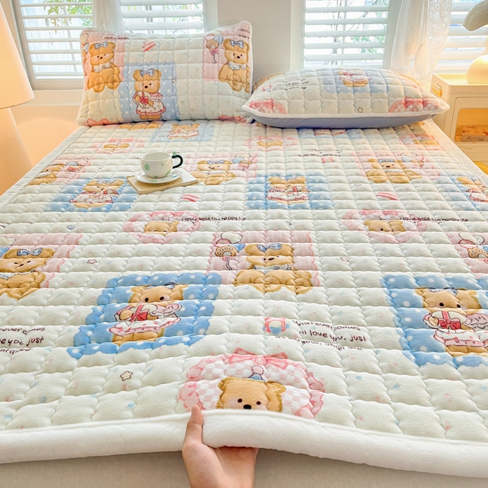 莉莉安家纺 2025牛奶绒床垫软垫家用绒毯子垫被褥子宿舍学生单人冬季加绒牛奶绒床褥垫子 洛丽塔