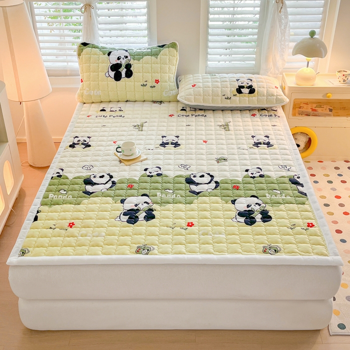 91家纺网 家纺一手货源 找家纺 莉莉安家纺 2025牛奶绒床垫软垫家用绒毯子垫被褥子宿舍学生单人冬季加绒牛奶绒床褥垫子 熊猫乐乐