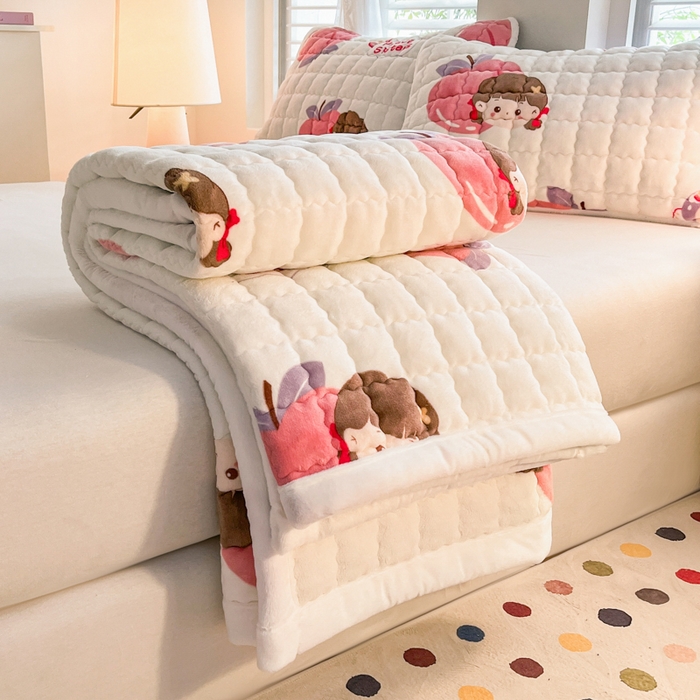 91家纺网 家纺一手货源 找家纺 莉莉安家纺 2025牛奶绒床垫软垫家用绒毯子垫被褥子宿舍学生单人冬季加绒牛奶绒床褥垫子 蜜桃女孩