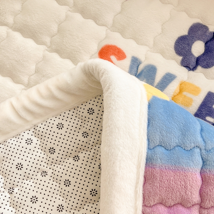 91家纺网 家纺一手货源 找家纺 莉莉安家纺 2025牛奶绒床垫软垫家用绒毯子垫被褥子宿舍学生单人冬季加绒牛奶绒床褥垫子 彩虹物语