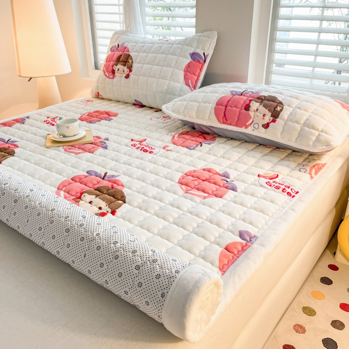 91家纺网 家纺一手货源 找家纺 莉莉安家纺 2025牛奶绒床垫软垫家用绒毯子垫被褥子宿舍学生单人冬季加绒牛奶绒床褥垫子 蜜桃女孩