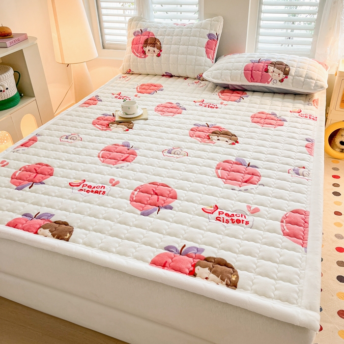 91家纺网 家纺一手货源 找家纺 莉莉安家纺 2025牛奶绒床垫软垫家用绒毯子垫被褥子宿舍学生单人冬季加绒牛奶绒床褥垫子 蜜桃女孩