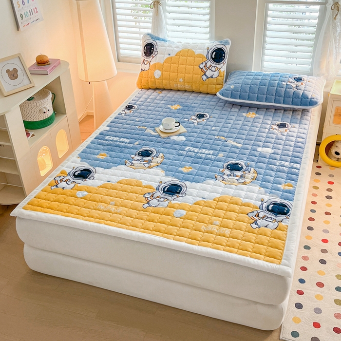 91家纺网 家纺一手货源 找家纺 莉莉安家纺 2025牛奶绒床垫软垫家用绒毯子垫被褥子宿舍学生单人冬季加绒牛奶绒床褥垫子 太空漫游