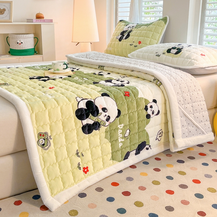 91家纺网 家纺一手货源 找家纺 莉莉安家纺 2025牛奶绒床垫软垫家用绒毯子垫被褥子宿舍学生单人冬季加绒牛奶绒床褥垫子 熊猫乐乐