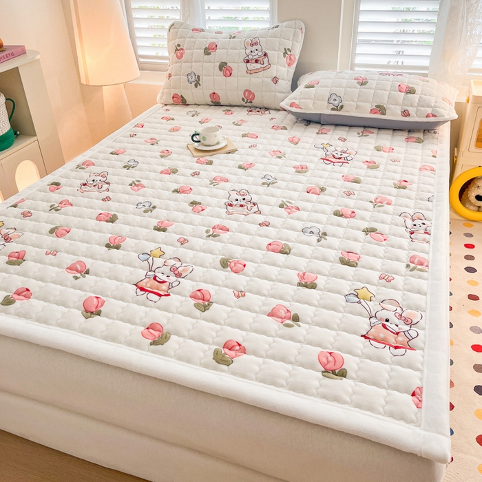 91家纺网 家纺一手货源 找家纺 莉莉安家纺 2025牛奶绒床垫软垫家用绒毯子垫被褥子宿舍学生单人冬季加绒牛奶绒床褥垫子 郁金花香