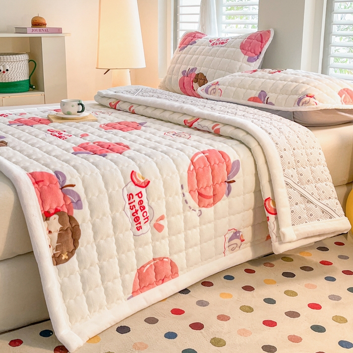 91家纺网 家纺一手货源 找家纺 莉莉安家纺 2025牛奶绒床垫软垫家用绒毯子垫被褥子宿舍学生单人冬季加绒牛奶绒床褥垫子 蜜桃女孩