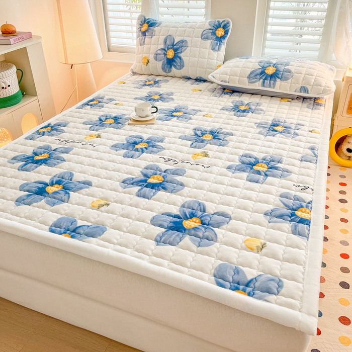 91家纺网 家纺一手货源 找家纺 莉莉安家纺 2025牛奶绒床垫软垫家用绒毯子垫被褥子宿舍学生单人冬季加绒牛奶绒床褥垫子 春意盎然