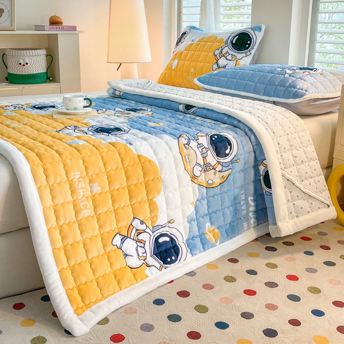 91家纺网 家纺一手货源 找家纺 莉莉安家纺 2025牛奶绒床垫软垫家用绒毯子垫被褥子宿舍学生单人冬季加绒牛奶绒床褥垫子 太空漫游