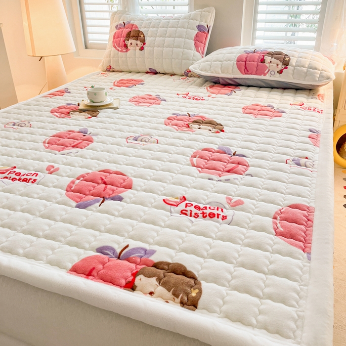 91家纺网 家纺一手货源 找家纺 莉莉安家纺 2025牛奶绒床垫软垫家用绒毯子垫被褥子宿舍学生单人冬季加绒牛奶绒床褥垫子 蜜桃女孩