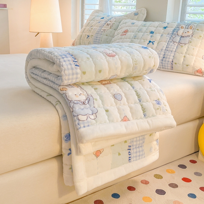 91家纺网 家纺一手货源 找家纺 莉莉安家纺 2025牛奶绒床垫软垫家用绒毯子垫被褥子宿舍学生单人冬季加绒牛奶绒床褥垫子 兔兔花语