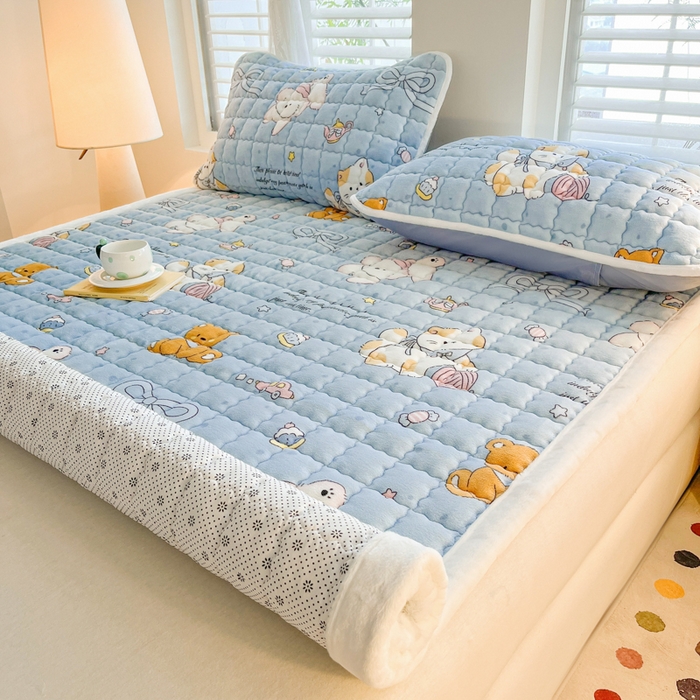 91家纺网 家纺一手货源 找家纺 莉莉安家纺 2025牛奶绒床垫软垫家用绒毯子垫被褥子宿舍学生单人冬季加绒牛奶绒床褥垫子 童话乐园