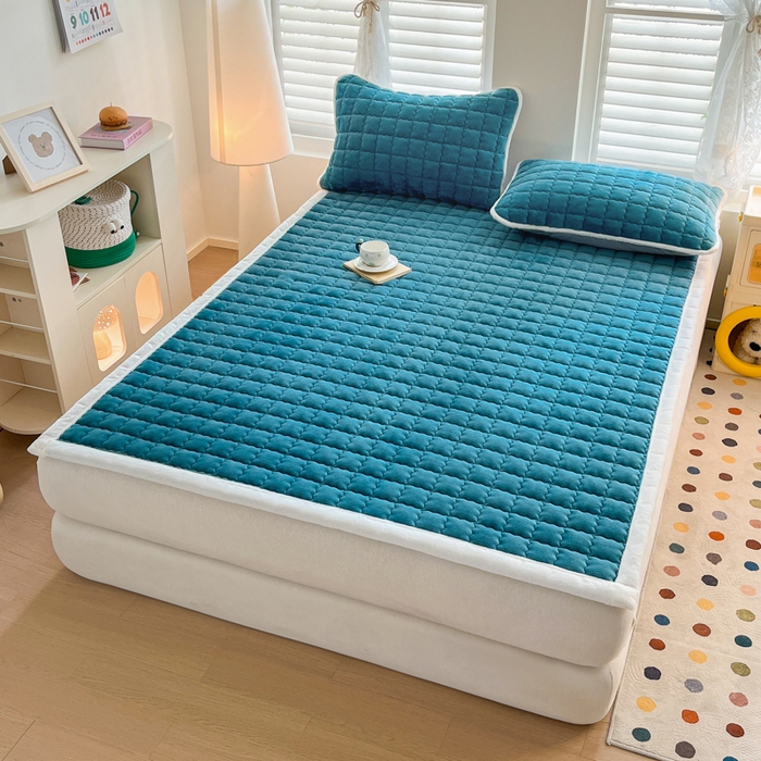 91家纺网 家纺一手货源 找家纺 莉莉安家纺 2025牛奶绒床垫软垫家用绒毯子垫被褥子宿舍学生单人冬季加绒牛奶绒床褥垫子 宝石蓝