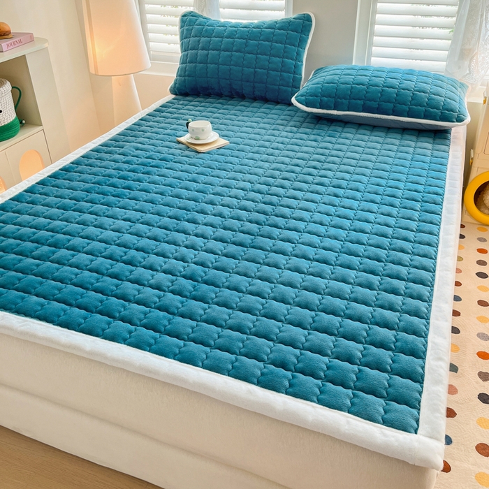 91家纺网 家纺一手货源 找家纺 莉莉安家纺 2025牛奶绒床垫软垫家用绒毯子垫被褥子宿舍学生单人冬季加绒牛奶绒床褥垫子 宝石蓝