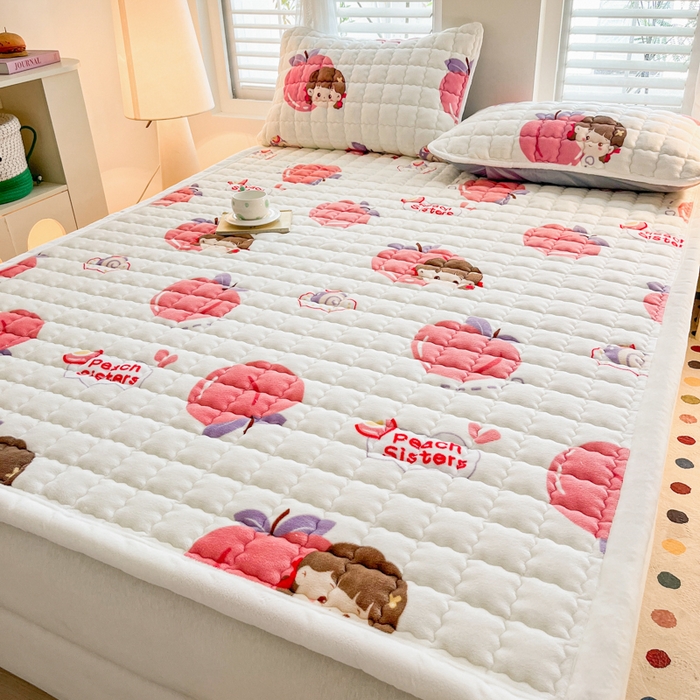 91家纺网 家纺一手货源 找家纺 莉莉安家纺 2025牛奶绒床垫软垫家用绒毯子垫被褥子宿舍学生单人冬季加绒牛奶绒床褥垫子 蜜桃女孩