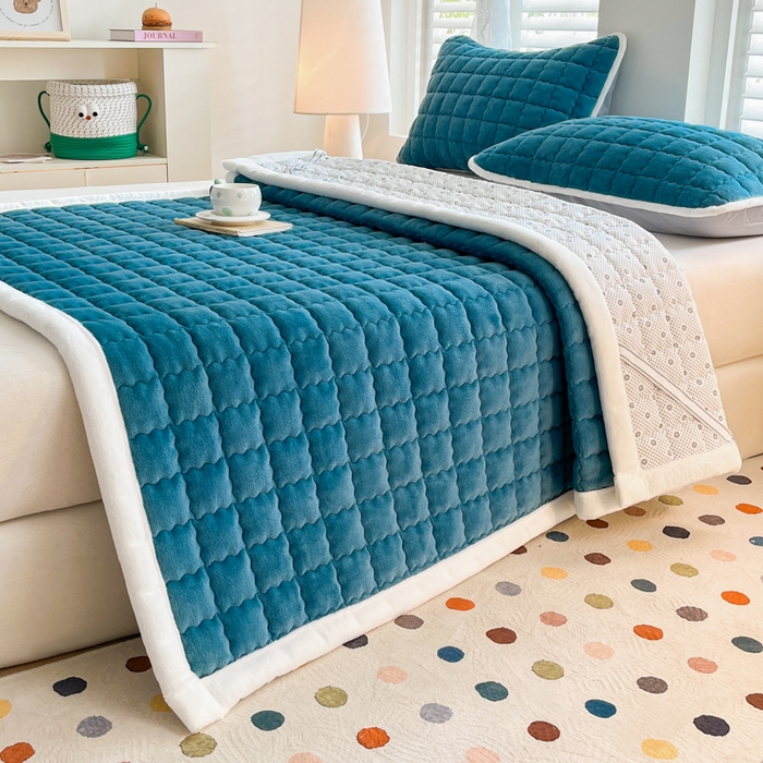 91家纺网 家纺一手货源 找家纺 莉莉安家纺 2025牛奶绒床垫软垫家用绒毯子垫被褥子宿舍学生单人冬季加绒牛奶绒床褥垫子 宝石蓝