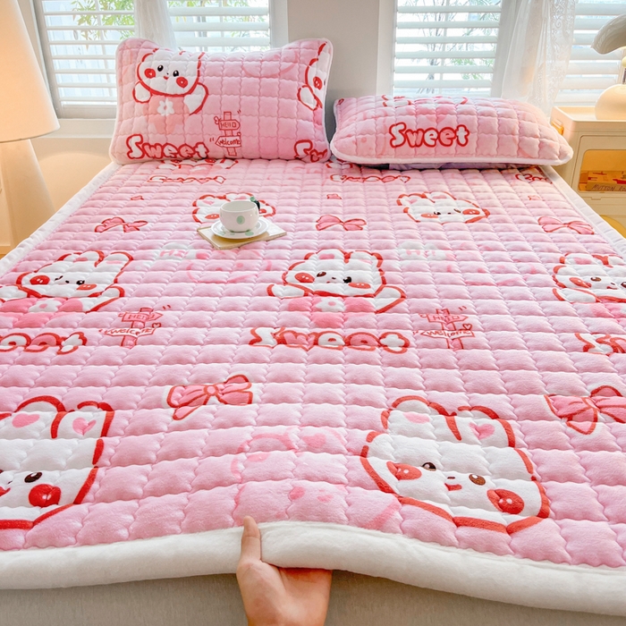 莉莉安家纺 2025牛奶绒床垫软垫家用绒毯子垫被褥子宿舍学生单人冬季加绒牛奶绒床褥垫子 甜甜兔