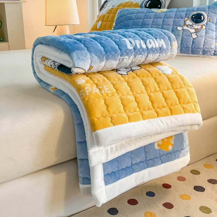 91家纺网 家纺一手货源 找家纺 莉莉安家纺 2025牛奶绒床垫软垫家用绒毯子垫被褥子宿舍学生单人冬季加绒牛奶绒床褥垫子 太空漫游