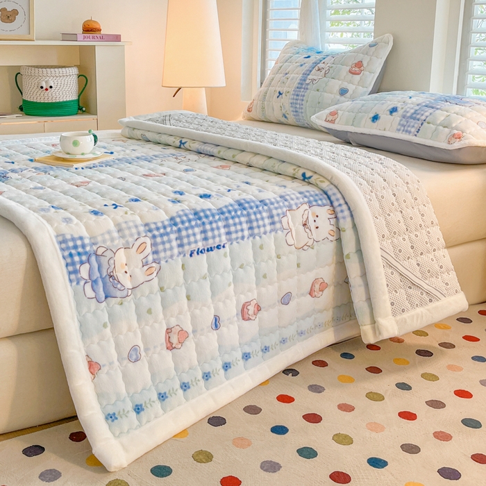 91家纺网 家纺一手货源 找家纺 莉莉安家纺 2025牛奶绒床垫软垫家用绒毯子垫被褥子宿舍学生单人冬季加绒牛奶绒床褥垫子 兔兔花语