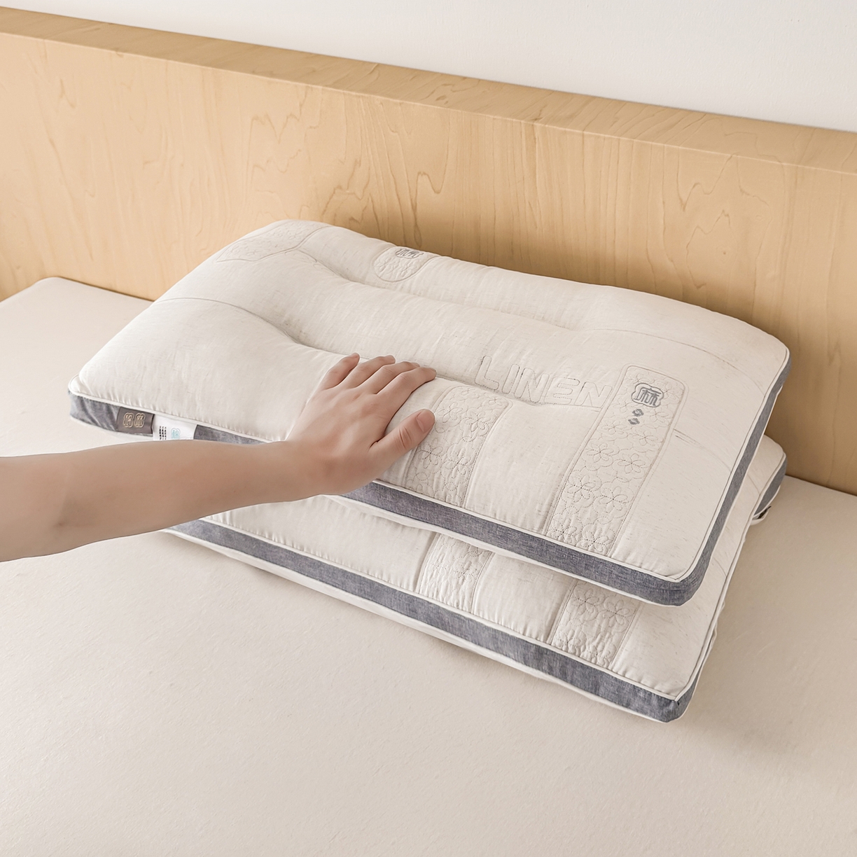 91家纺网 家纺一手货源 找家纺 （总）云熙枕业 2025新款原生态棉麻护颈枕枕头枕芯