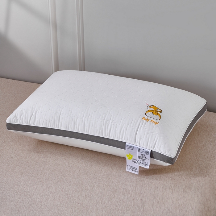 91家纺网 家纺一手货源 找家纺 （总）大熊枕芯 2025新款全棉卡通刺绣柯基舒柔全棉护颈安睡枕枕头枕芯