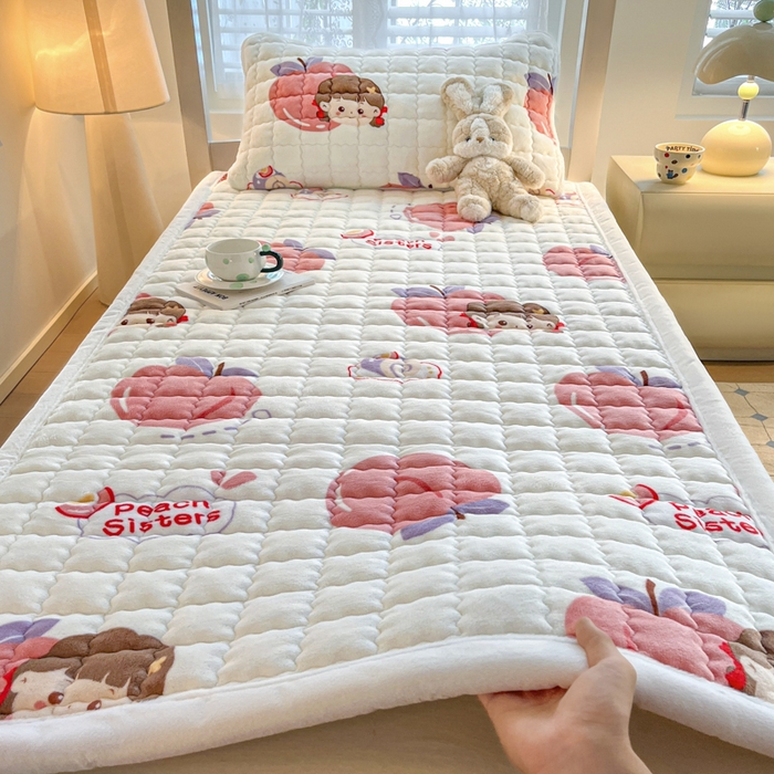 莉莉安家纺 2025牛奶绒床垫褥子软垫家用加厚宿舍学生单人铺垫被冬季加绒毛毯床褥 蜜桃女孩